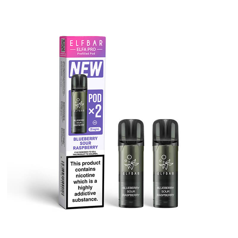 Elf Bar Elfa Pro Blueberry Sour Raspberry Prefilled Disposable Pods 20mg 2ml 2-Pack. | Vapestore UK Elf Bar Elfa Pro Blueberry Sour Raspberry Prefilled Disposable Pods 20mg 2ml 2-Pack. | Vapestore UK
