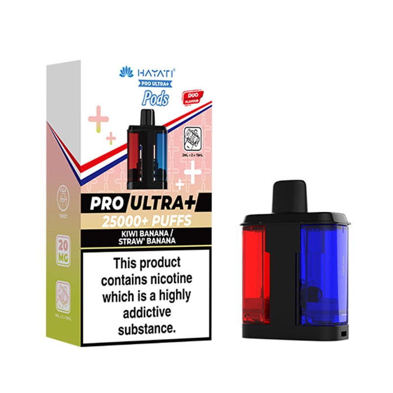 Kiwi Banana / Straw' Banana Hayati Ultra 25K 2ml Pod + 2 x 10ml Refills 20mg Nic Salt | Vapestore UK Kiwi Banana / Straw' Banana Hayati Ultra 25K 2ml Pod + 2 x 10ml Refills 20mg Nic Salt | Vapestore UK