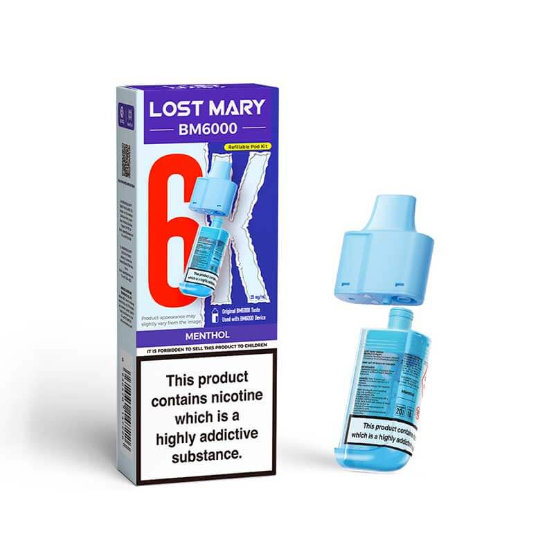lost mary menthol vape Lost Mary BM6000 Menthol Replacement 2ml Pod+10ml Refill 20mg
