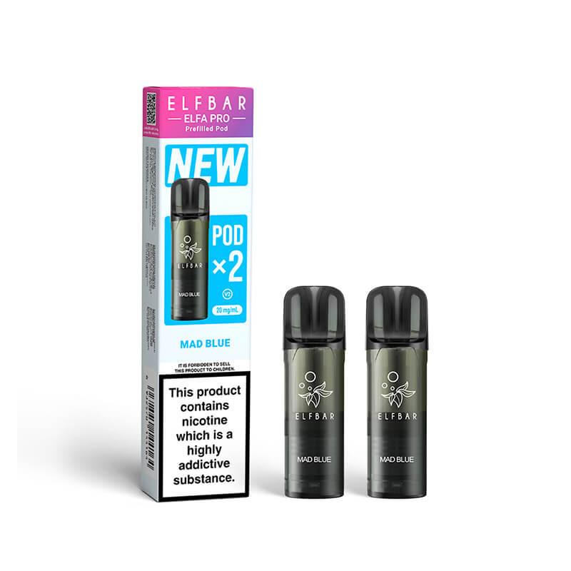Elf Bar Elfa Pro Mad Blue Prefilled Disposable Pods 20mg 2ml 2-Pack.  Vapouriz UK