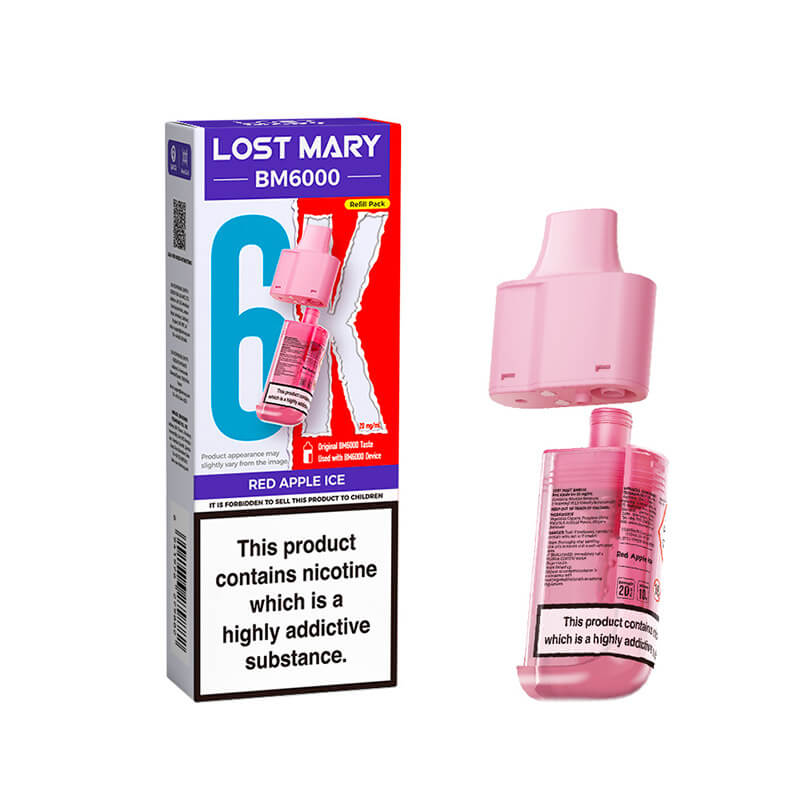 Lost Mary BM6000 Red Apple Ice Prefilled Vape Refill Pod 20mg | Vapestore UK Lost Mary BM6000 Red Apple Ice Prefilled Vape Refill Pod 20mg | Vapestore UK