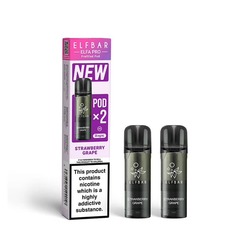 elfbar pods strawberry grape Elf Bar Elfa Pro Strawberry Grape Prefilled Disposable Pods 20mg 2ml  2-Pack