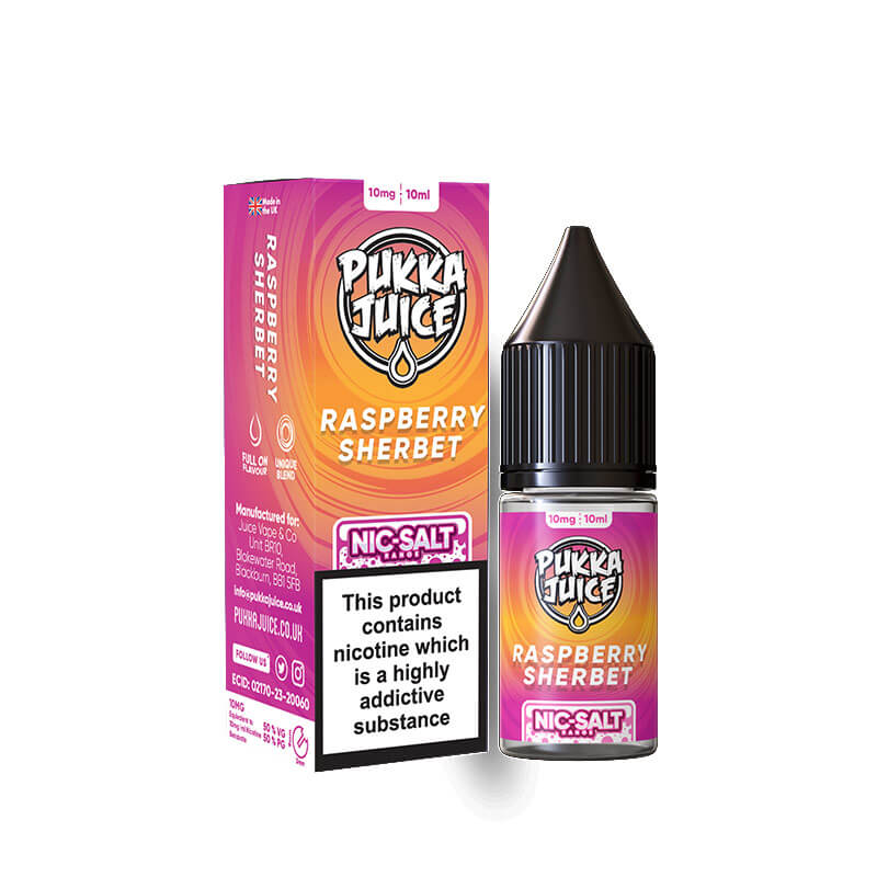 Pukka Juice Raspberry Sherbet Nic Salt E-liquid 10ml | Vapestore UK Pukka Juice Raspberry Sherbet Nic Salt E-liquid 10ml | Vapestore UK
