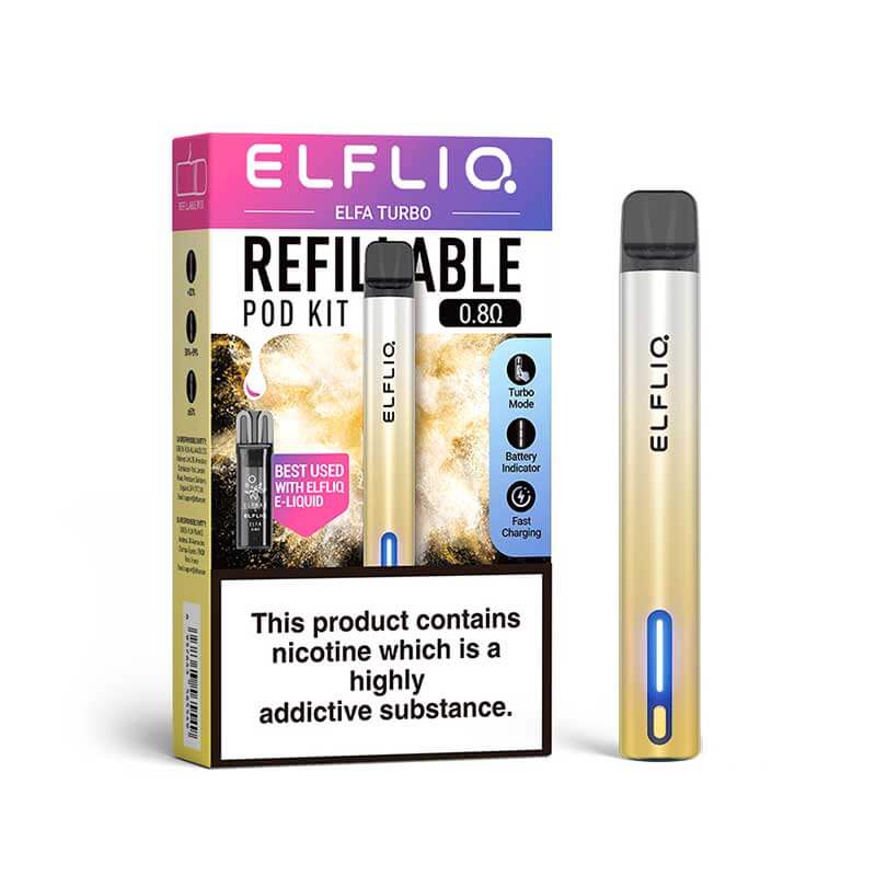 ElfLiq Elfa Turbo Pod Vape Kit Refillable, 550mAh, Dual Modes | Vapestore UK ElfLiq Elfa Turbo Pod Vape Kit Refillable, 550mAh, Dual Modes | Vapestore UK