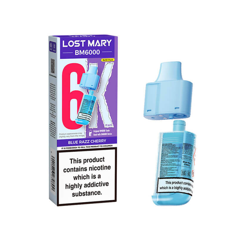 Lost Mary BM6000 Blue Razz Cherry Prefilled Vape Pods - 20mg