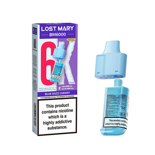 Lost Mary BM6000 Blue Razz Cherry Prefilled Vape Pods - 20mg