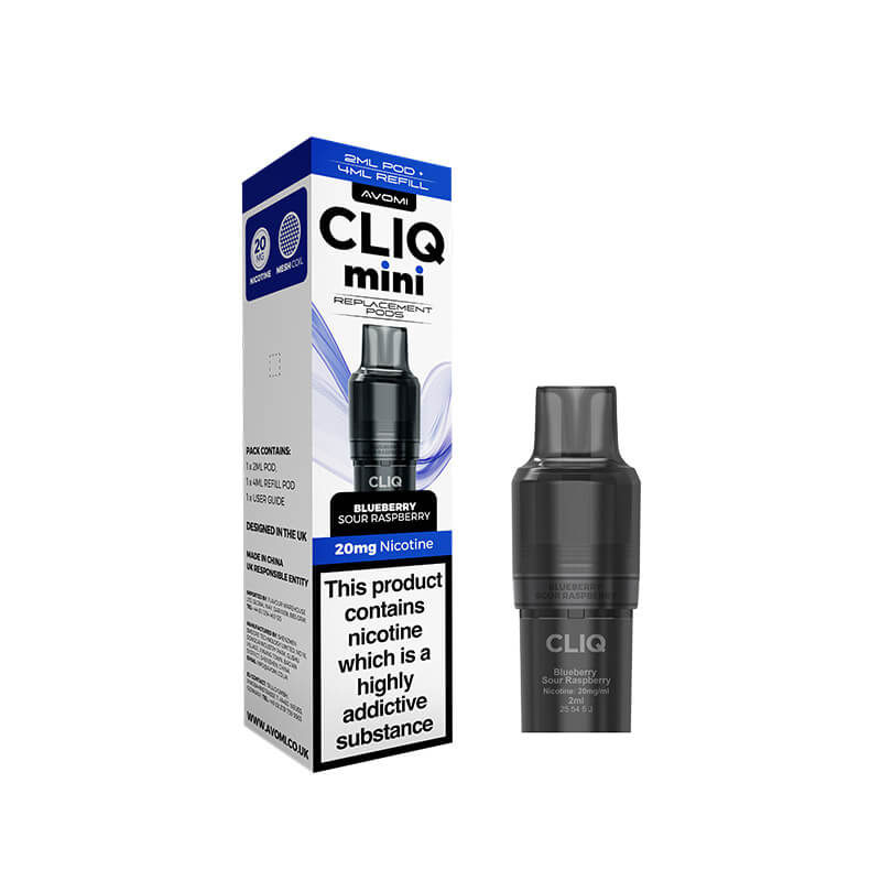 Avomi CLIQ Mini Prefilled Vape Pod + Refill - Blueberry Sour Raspberry