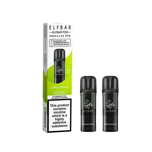 Elf Bar 600 Strawberry Apple Peach Prefilled Vape Pods 20mg - 2PK