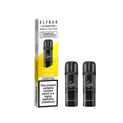 Elf Bar 600 Banana Ice Prefilled Vape Pods 20mg - 2PK
