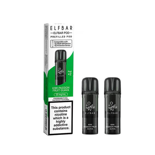 Elf Bar 600 Kiwi Passionfruit Guava Prefilled Vape Pods 20mg - 2PK