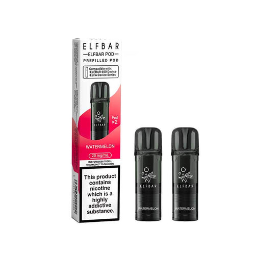 Elf Bar 600 Watermelon Prefilled Vape Pods 20mg - 2PK