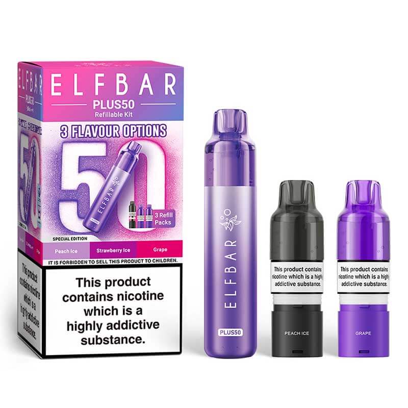 Elf Bar Plus 50 Prefilled Pod Kit 800mAh, 3 Pods | Vapestore UK Elf Bar Plus 50 Prefilled Pod Kit 800mAh, 3 Pods | Vapestore UK