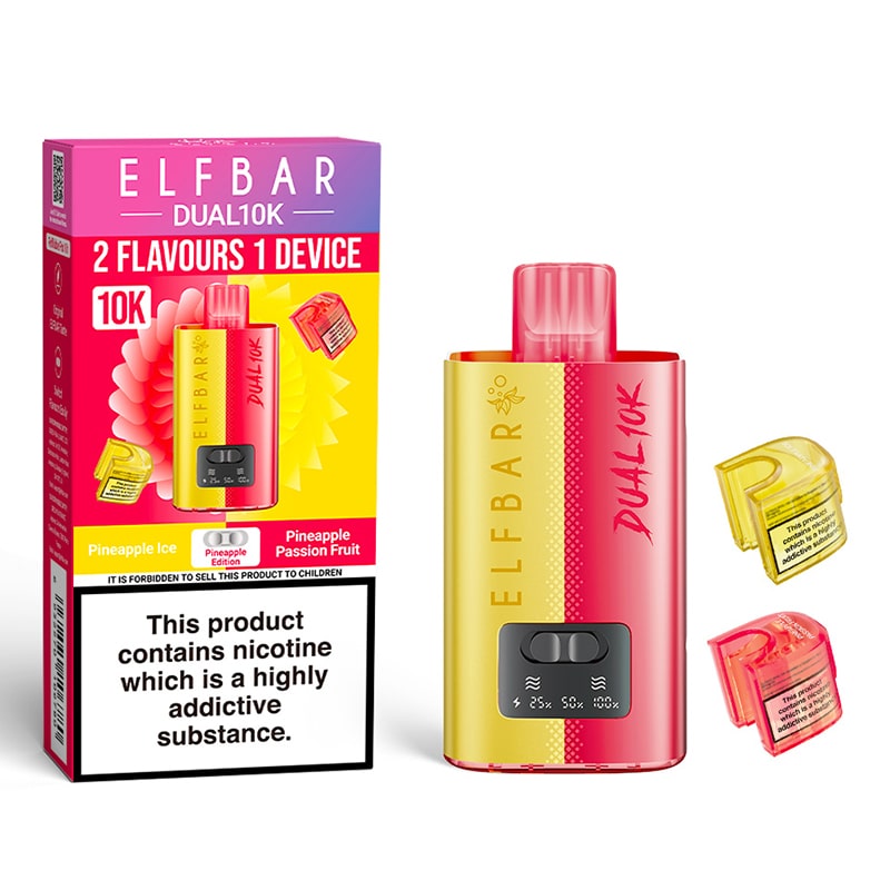 ELFBAR Dual 10K Prefilled Pod Kit - Dual Flavour 5ml Refills, 850mAh Rechargeable Battery, Quick Flavour Switch | Vapestore UK ELFBAR Dual 10K Prefilled Pod Kit - Dual Flavour 5ml Refills, 850mAh Rechargeable Battery, Quick Flavour Switch | Vapestore UK