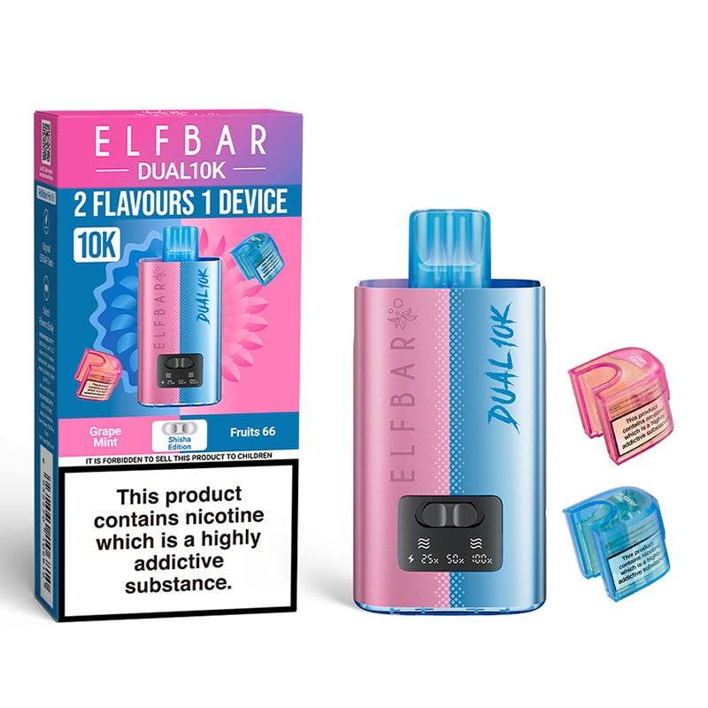 elf bar rechargeable vape ELFBAR Dual 10K Prefilled Pod Kit - Dual Flavour 5ml Refills, 850mAh Rechargeable Battery, Quick Flavour Switch