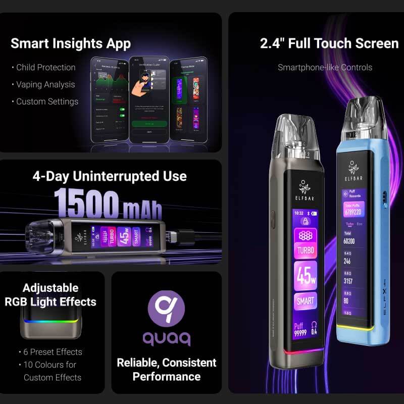 Elf Bar ELFX Ultra Pod Vape Kit Touchscreen, Dual Mesh | Vapestore Elf Bar ELFX Ultra Pod Vape Kit Touchscreen, Dual Mesh | Vapestore