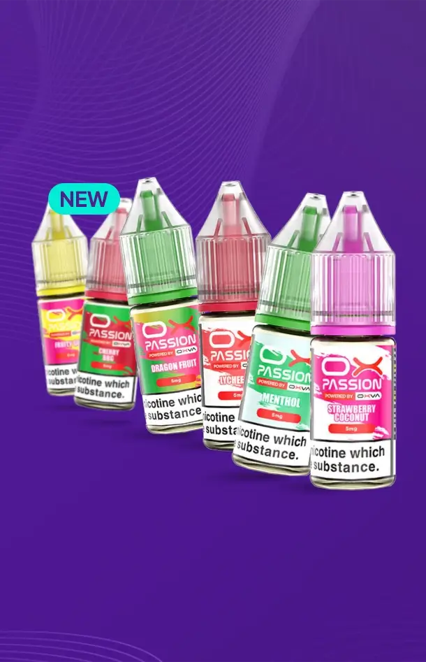 Ox Passion e-liquid on a purple background