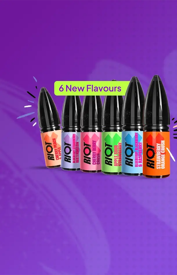 Riot X  e-liquid. 6 new flavours