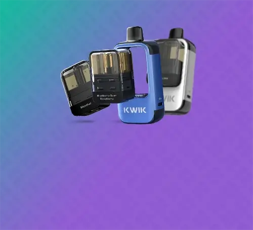 Innokin KWIK pod kit on a blue purple background
