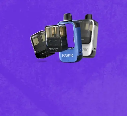 Innokin KWIK pod kit on a blue purple background