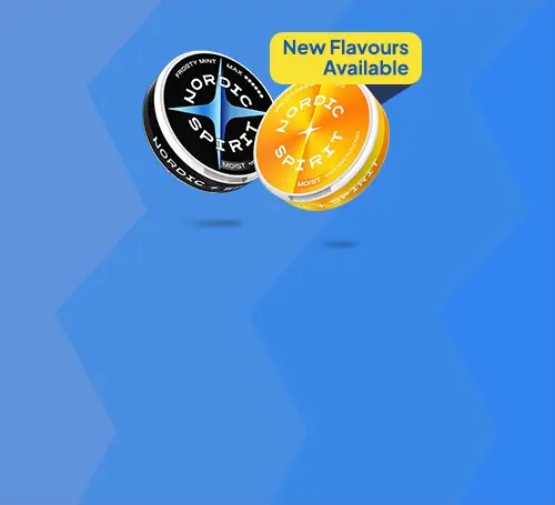 New flavour Nordic Spirit nic pouches on a graduated blue background