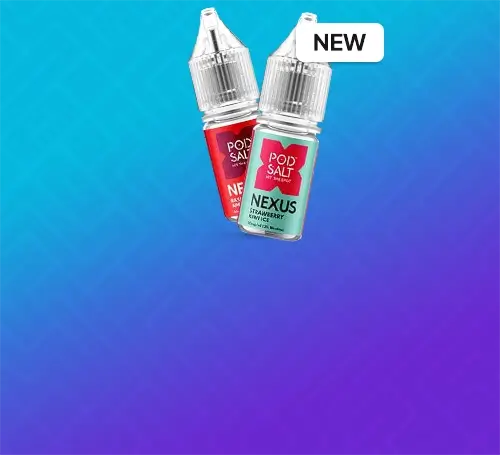 New Pod Salt Nexus nic salts on a blue/purple gradient background