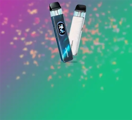 The new XROS 6 and XROS 6 Mini pod kits on a colourful gradient background with confetti