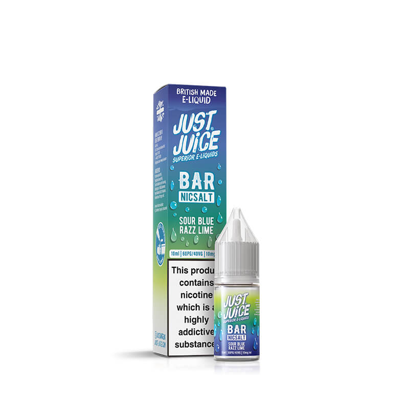 Just Juice Bar Range Sour Blue Razz Lime Nic Salt 10ml | Vapestore UK Just Juice Bar Range Sour Blue Razz Lime Nic Salt 10ml | Vapestore UK