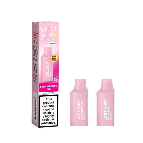 Lost Mary BM600 Strawberry Ice Prefilled Vape Pods 20mg - 2PK