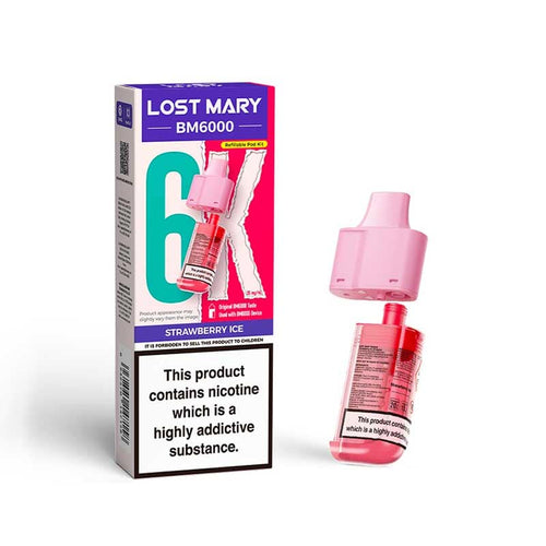Lost Mary BM6000 Strawberry Ice Prefilled Vape Pods - 20mg