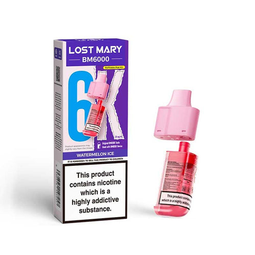 Lost Mary BM6000 Watermelon Ice Prefilled Vape Pods - 20mg