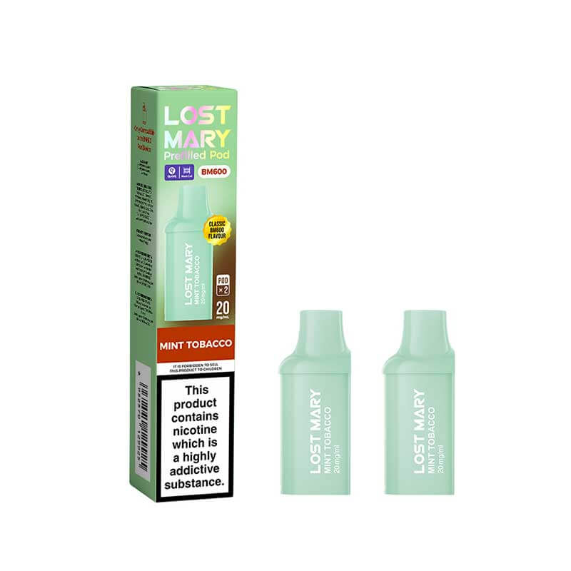 Lost Mary BM600 Mint Tobacco Prefilled Vape Pods 20mg - 2PK