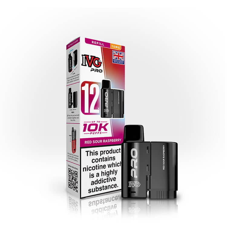 IVG Pro 12 Red Sour Raspberry Prefilled Vape Pod + Refill