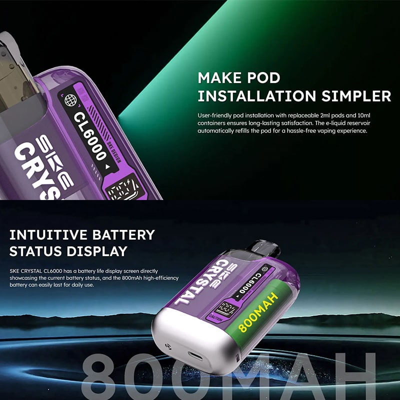 SKE Crystal CL6000 Kit + 2 Replacement Pods 6000 Puff Vape Kit | Vapestore UK SKE Crystal CL6000 Kit + 2 Replacement Pods 6000 Puff Vape Kit | Vapestore UK