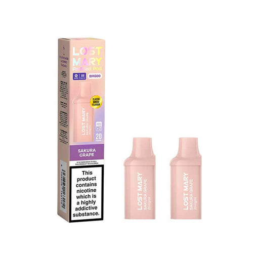 Lost Mary BM600 Sakura Grape Prefilled Vape Pods 20mg - 2PK