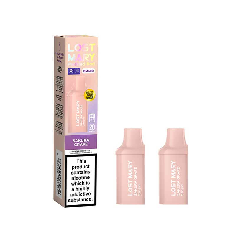 Lost Mary BM600 Sakura Grape Prefilled Vape Pods 20mg - 2PK