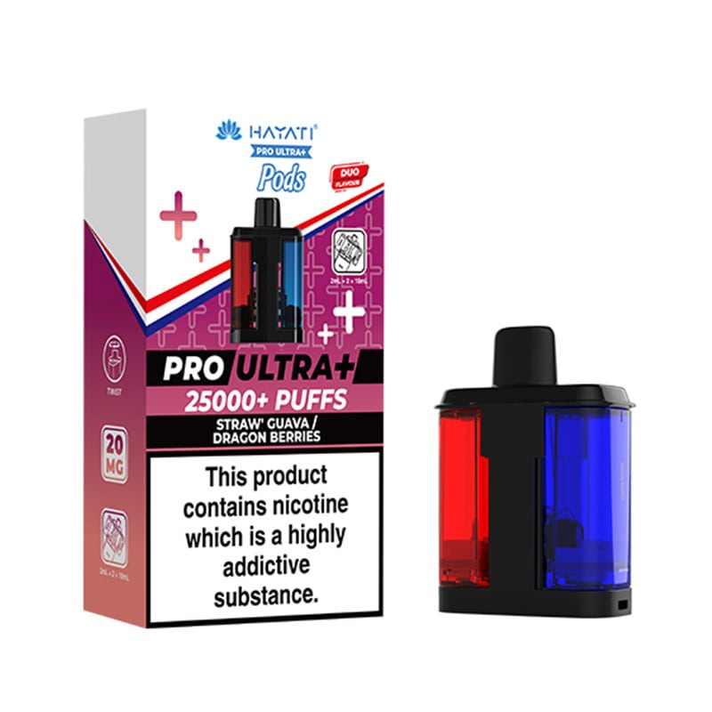 Hayati Pro Ultra Plus 25K Straw Guava / Dragon Berries Prefilled Pod + Refill