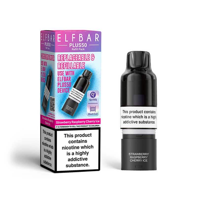ELFBAR Plus50 Strawberry Raspberry Cherry Ice Prefilled Pod + Refill