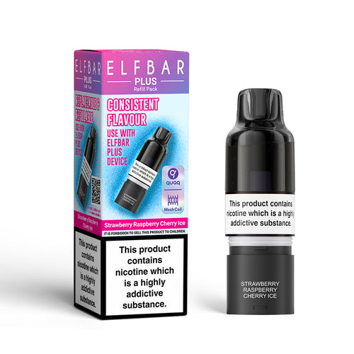 ELFBAR Plus Strawberry Raspberry Cherry Ice Prefilled Pod + Refill