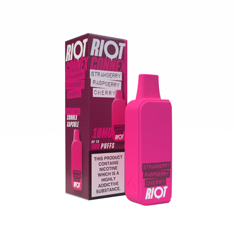 Riot Squad Connex Strawberry Raspberry Cherry Prefilled Vape Pod - 1PK Compact Refillable Pod Vape Kit | Vapestore UK Riot Squad Connex Strawberry Raspberry Cherry Prefilled Vape Pod - 1PK Compact Refillable Pod Vape Kit | Vapestore UK